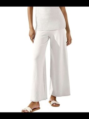 Women's White Wide-Leg Knit Pants